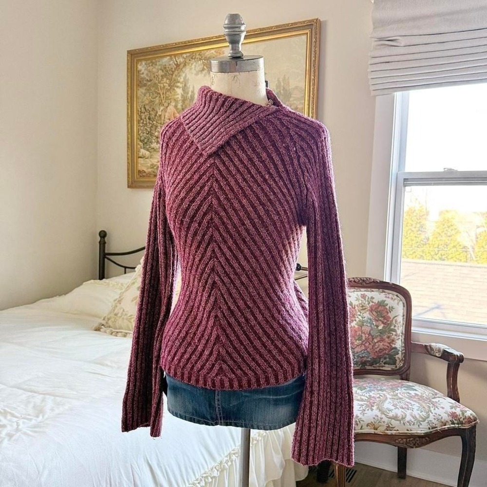 Boho‎  sweater  y2k so maroon ribbed sweater size large
